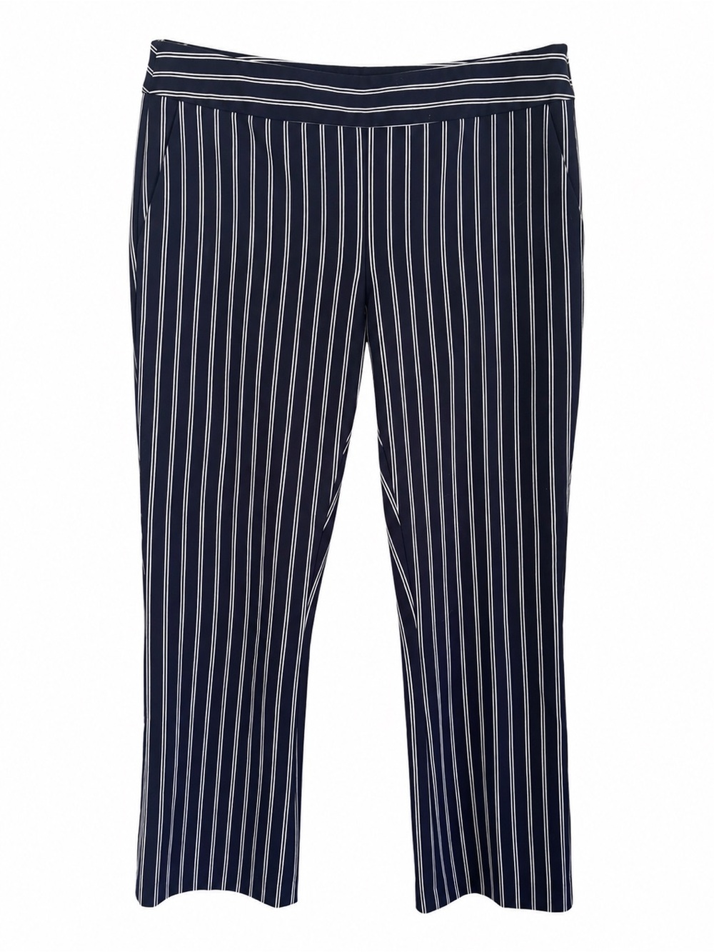 Hugo Boss Tebella Pinstripe Ankle Crop Pants Navy White Stripe US 6